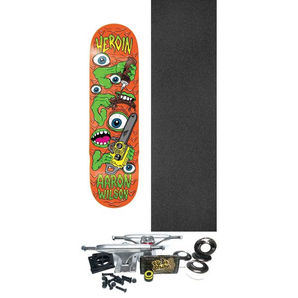 Heroin Skateboards Aaron Wilson Mutate or Die Skateboard Deck - 8.5" x 32" - Complete Skateboard Bundle